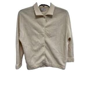 Glasgo Woman Cardigan Long Sleeve Lamb Wool Rabbit Hair Beige Size 36 A000489